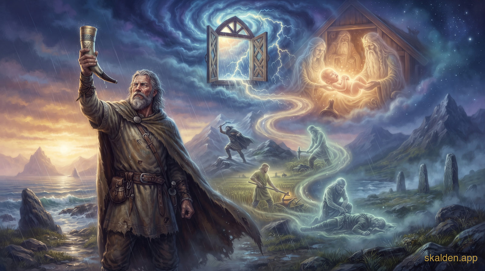 When Thor was born, thunder was outside, the window blew open, and rain was splashed on Thor just as he was born, and…